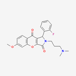 2-(3-(Dimethylamino)propyl)-1-(2-fluorophenyl)-6-methoxy-1,2-dihydrochromeno[2,3-c]pyrrole-3,9-dione - 879479-56-8