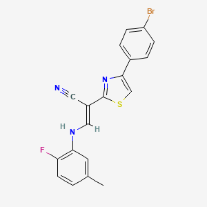 (E)-2-(4-(4-bromophenyl)thiazol-2-yl)-3-((2-fluoro-5-methylphenyl)amino)acrylonitrile - 477297-73-7