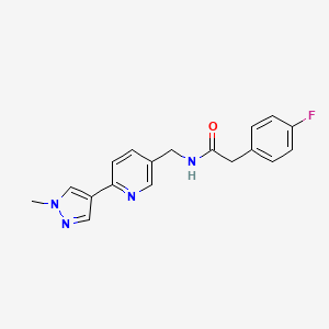 2-(4-fluorophenyl)-N-((6-(1-methyl-1H-pyrazol-4-yl)pyridin-3-yl)methyl)acetamide - 2034466-54-9