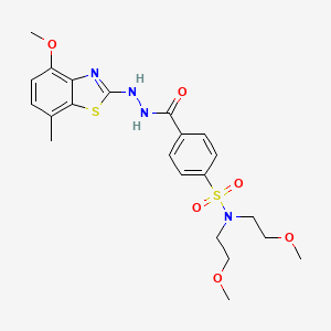 4-(2-(4-methoxy-7-methylbenzo[d]thiazol-2-yl)hydrazinecarbonyl)-N,N-bis(2-methoxyethyl)benzenesulfonamide - 851987-88-7
