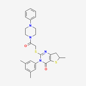 3-(3,5-dimethylphenyl)-6-methyl-2-((2-oxo-2-(4-phenylpiperazin-1-yl)ethyl)thio)-6,7-dihydrothieno[3,2-d]pyrimidin-4(3H)-one - 851410-68-9