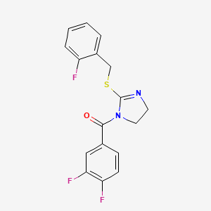 (3,4-difluorophenyl)(2-((2-fluorobenzyl)thio)-4,5-dihydro-1H-imidazol-1-yl)methanone - 851807-00-6