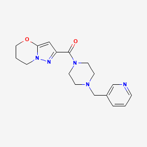 1-{5H,6H,7H-pyrazolo[3,2-b][1,3]oxazine-2-carbonyl}-4-[(pyridin-3-yl)methyl]piperazine - 1448043-84-2