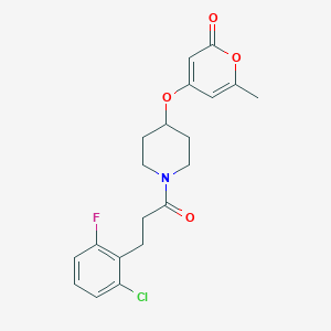 4-((1-(3-(2-chloro-6-fluorophenyl)propanoyl)piperidin-4-yl)oxy)-6-methyl-2H-pyran-2-one - 1795423-64-1
