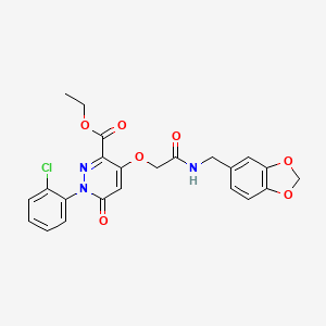 ethyl 4-({[(2H-1,3-benzodioxol-5-yl)methyl]carbamoyl}methoxy)-1-(2-chlorophenyl)-6-oxo-1,6-dihydropyridazine-3-carboxylate - 899993-07-8