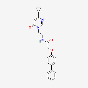 2-([1,1'-biphenyl]-4-yloxy)-N-(2-(4-cyclopropyl-6-oxopyrimidin-1(6H)-yl)ethyl)acetamide - 2034395-35-0