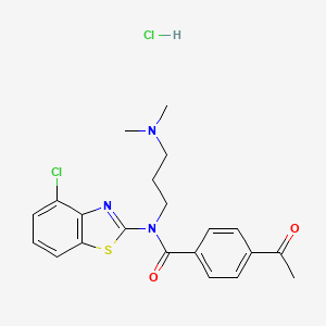 4-acetyl-N-(4-chlorobenzo[d]thiazol-2-yl)-N-(3-(dimethylamino)propyl)benzamide hydrochloride - 1216468-52-8