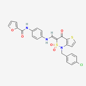 (Z)-N-(4-(((1-(4-chlorobenzyl)-2,2-dioxido-4-oxo-1H-thieno[3,2-c][1,2]thiazin-3(4H)-ylidene)methyl)amino)phenyl)furan-2-carboxamide - 894680-16-1