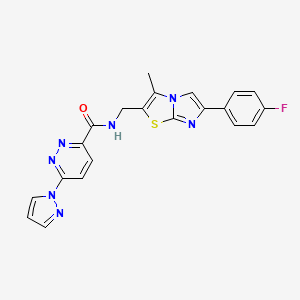 N-((6-(4-fluorophenyl)-3-methylimidazo[2,1-b]thiazol-2-yl)methyl)-6-(1H-pyrazol-1-yl)pyridazine-3-carboxamide - 1421480-82-1