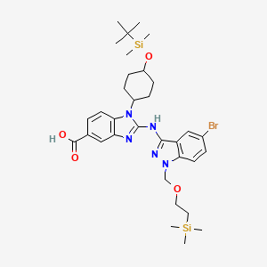 2-(5-bromo-1-((2-(trimethylsilyl)ethoxy)methyl)-1H-indazol-3-ylamino)-1-((1r,4r)-4-(tert-butyldimethylsilyloxy)cyclohexyl)-1H-benzo[d]imidazole-5-carboxylic acid - 1415565-14-8