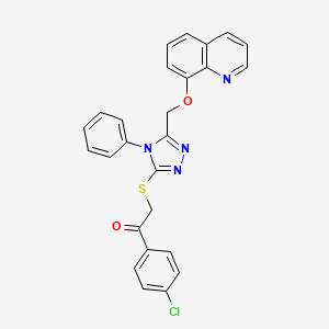 1-(4-Chlorophenyl)-2-[[4-phenyl-5-(quinolin-8-yloxymethyl)-1,2,4-triazol-3-yl]sulfanyl]ethanone - 488743-87-9