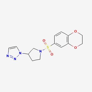 1-(1-((2,3-dihydrobenzo[b][1,4]dioxin-6-yl)sulfonyl)pyrrolidin-3-yl)-1H-1,2,3-triazole - 1795212-12-2