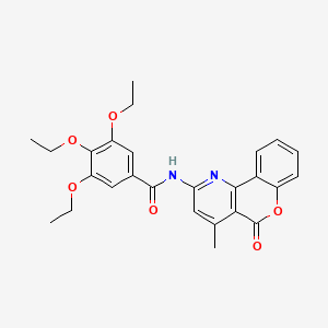 3,4,5-triethoxy-N-(4-methyl-5-oxo-5H-chromeno[4,3-b]pyridin-2-yl)benzamide - 851411-39-7