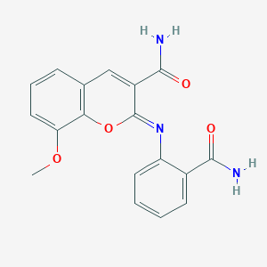 (2Z)-2-[(2-carbamoylphenyl)imino]-8-methoxy-2H-chromene-3-carboxamide - 328268-96-8