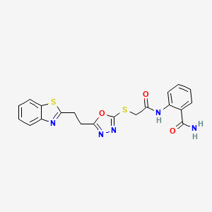 2-(2-((5-(2-(Benzo[d]thiazol-2-yl)ethyl)-1,3,4-oxadiazol-2-yl)thio)acetamido)benzamide - 1251566-04-7