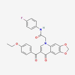 2-[7-(4-ethoxybenzoyl)-8-oxo-2H,5H,8H-[1,3]dioxolo[4,5-g]quinolin-5-yl]-N-(4-fluorophenyl)acetamide - 866345-33-7