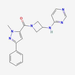 N-[1-(1-methyl-3-phenyl-1H-pyrazole-5-carbonyl)azetidin-3-yl]pyrimidin-4-amine - 2097899-68-6