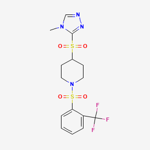 4-((4-methyl-4H-1,2,4-triazol-3-yl)sulfonyl)-1-((2-(trifluoromethyl)phenyl)sulfonyl)piperidine - 1448057-43-9