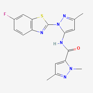 N-(1-(6-fluorobenzo[d]thiazol-2-yl)-3-methyl-1H-pyrazol-5-yl)-1,3-dimethyl-1H-pyrazole-5-carboxamide - 1172434-84-2