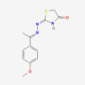 (2E)-2-[(E)-2-[1-(4-methoxyphenyl)ethylidene]hydrazin-1-ylidene]-1,3-thiazolidin-4-one - 326886-04-8