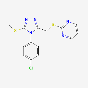 2-(((4-(4-chlorophenyl)-5-(methylthio)-4H-1,2,4-triazol-3-yl)methyl)thio)pyrimidine - 868221-74-3