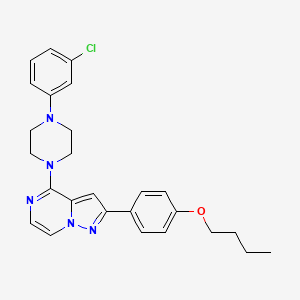 1-[2-(4-butoxyphenyl)pyrazolo[1,5-a]pyrazin-4-yl]-4-(3-chlorophenyl)piperazine - 1115318-22-3