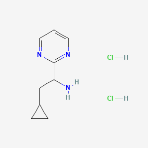 2-Cyclopropyl-1-pyrimidin-2-ylethanamine;dihydrochloride - 2411274-03-6