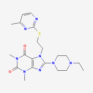 8-(4-ethylpiperazin-1-yl)-1,3-dimethyl-7-(2-((4-methylpyrimidin-2-yl)thio)ethyl)-1H-purine-2,6(3H,7H)-dione - 