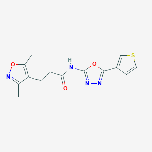 3-(3,5-dimethyl-1,2-oxazol-4-yl)-N-[5-(thiophen-3-yl)-1,3,4-oxadiazol-2-yl]propanamide - 1286725-19-6