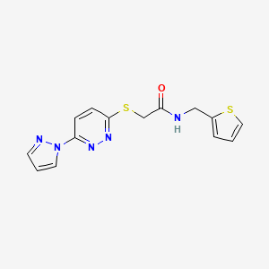 2-((6-(1H-pyrazol-1-yl)pyridazin-3-yl)thio)-N-(thiophen-2-ylmethyl)acetamide - 1351642-58-4