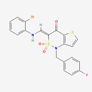(3Z)-3-{[(2-bromophenyl)amino]methylidene}-1-[(4-fluorophenyl)methyl]-1H,3H,4H-2lambda6-thieno[3,2-c][1,2]thiazine-2,2,4-trione - 894684-58-3