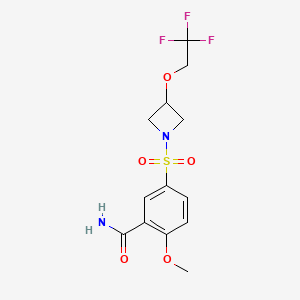 2-Methoxy-5-{[3-(2,2,2-trifluoroethoxy)azetidin-1-yl]sulfonyl}benzamide - 2320209-12-7
