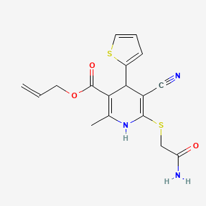 PROP-2-EN-1-YL 6-[(CARBAMOYLMETHYL)SULFANYL]-5-CYANO-2-METHYL-4-(THIOPHEN-2-YL)-1,4-DIHYDROPYRIDINE-3-CARBOXYLATE - 369395-25-5