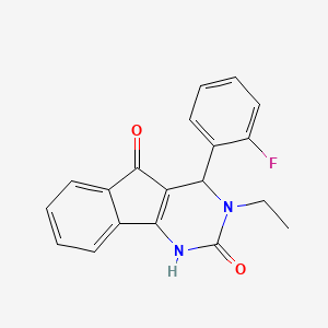 3-ethyl-4-(2-fluorophenyl)-3,4-dihydro-1H-indeno[1,2-d]pyrimidine-2,5-dione - 861209-20-3