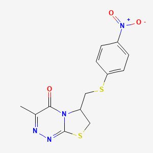 3-methyl-6-(((4-nitrophenyl)thio)methyl)-6,7-dihydro-4H-thiazolo[2,3-c][1,2,4]triazin-4-one - 923691-74-1