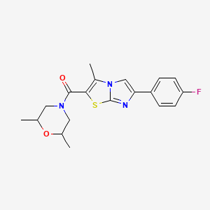 (2,6-Dimethylmorpholino)(6-(4-fluorophenyl)-3-methylimidazo[2,1-b]thiazol-2-yl)methanone - 852133-83-6