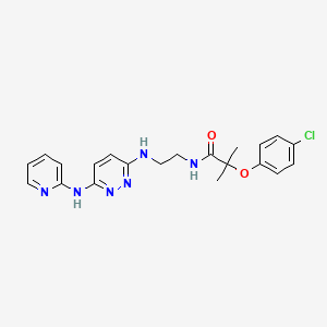 2-(4-chlorophenoxy)-2-methyl-N-(2-((6-(pyridin-2-ylamino)pyridazin-3-yl)amino)ethyl)propanamide - 1251577-07-7