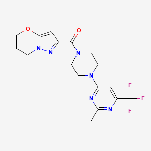 (6,7-dihydro-5H-pyrazolo[5,1-b][1,3]oxazin-2-yl)(4-(2-methyl-6-(trifluoromethyl)pyrimidin-4-yl)piperazin-1-yl)methanone - 2034345-36-1