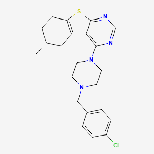 4-(4-(4-chlorobenzyl)piperazin-1-yl)-6-methyl-5,6,7,8-tetrahydrobenzo[4,5]thieno[2,3-d]pyrimidine - 433308-86-2