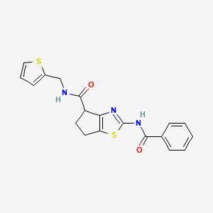 2-benzamido-N-(thiophen-2-ylmethyl)-5,6-dihydro-4H-cyclopenta[d]thiazole-4-carboxamide - 941879-88-5