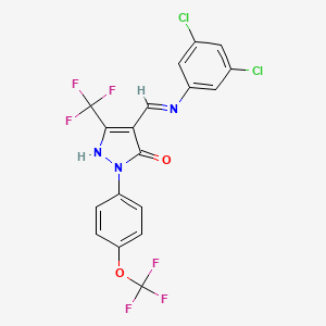 4-[(3,5-dichloroanilino)methylene]-2-[4-(trifluoromethoxy)phenyl]-5-(trifluoromethyl)-2,4-dihydro-3H-pyrazol-3-one - 338403-28-4