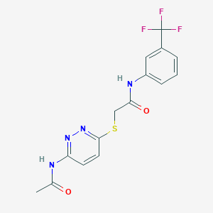 2-((6-acetamidopyridazin-3-yl)thio)-N-(3-(trifluoromethyl)phenyl)acetamide - 1021075-87-5