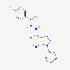 4-chloro-N'-(1-phenyl-1H-pyrazolo[3,4-d]pyrimidin-4-yl)benzohydrazide - 890950-58-0