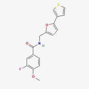 3-fluoro-4-methoxy-N-((5-(thiophen-3-yl)furan-2-yl)methyl)benzamide - 2034340-31-1