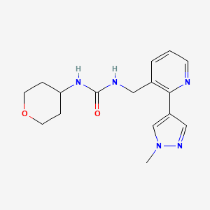 3-{[2-(1-methyl-1H-pyrazol-4-yl)pyridin-3-yl]methyl}-1-(oxan-4-yl)urea - 2034562-30-4