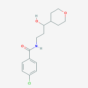 4-chloro-N-[3-hydroxy-3-(oxan-4-yl)propyl]benzamide - 2034483-90-2