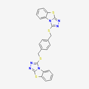 3-({[4-({7-thia-2,4,5-triazatricyclo[6.4.0.0^{2,6}]dodeca-1(8),3,5,9,11-pentaen-3-ylsulfanyl}methyl)phenyl]methyl}sulfanyl)-7-thia-2,4,5-triazatricyclo[6.4.0.0^{2,6}]dodeca-1(8),3,5,9,11-pentaene - 315677-03-3