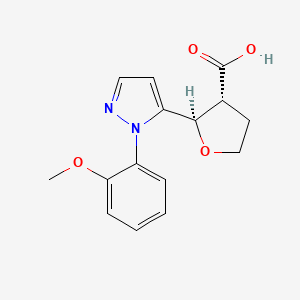 (2R,3R)-2-[2-(2-Methoxyphenyl)pyrazol-3-yl]oxolane-3-carboxylic acid - 2059917-80-3