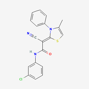 (Z)-N-(3-chlorophenyl)-2-cyano-2-(4-methyl-3-phenylthiazol-2(3H)-ylidene)acetamide - 488827-48-1