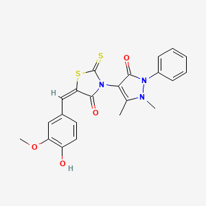 (5E)-3-(1,5-Dimethyl-3-oxo-2-phenyl-2,3-dihydro-1H-pyrazol-4-yl)-5-(4-hydroxy-3-methoxybenzylidene)-2-thioxo-1,3-thiazolidin-4-one - 96260-93-4